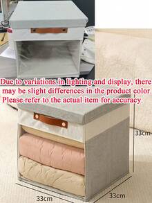 1Pc Foldable Fabric Storage Bin, Non-Woven Visible Clothes Organizer Box, For Closet Bedroom Sundries Arrangement, Household Home Storage Container Christmas Decoration Items Storage Foldable Clothing Storage Box Winter Essentials Christmas - Multicolor - View 12