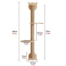 1 Cat Wall Shelf And 1 Perch, 1 Wooden Cat Hammock, 1 Cat Step Ladder, Modern Cat Furniture For Sleeping, Playing, And Climbing - Apricot - View 9