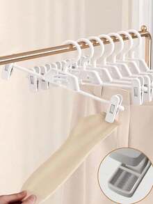 Rotating Pants Hangers With Non-Slip Clips Adjustable Clothes Hangers For Skort Jeans Skirt Jacket Legging Organizer Seamless Telescopic Wardrobe Storage Hanger Multifunctional Pants Clip For Bedrooms Apartments Balconies Storage Home Decor - Multicolor - View 6