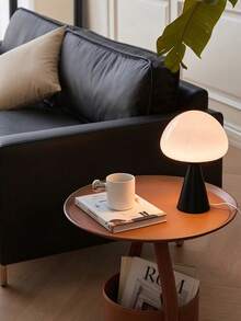1pc Glass Shade Bauhaus Mushroom Table Lamp, USB Powered Desktop Lamp, Modern Aesthetic Decor Night Light For Bedroom Dorm Home - one-size - View 6