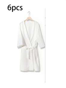 6Pcs/4pcs/2pcs/1pc Disposable Bathrobe, Extra Long Bathrobe, Travel Portable Bath Towel, Hotel Bathrobe, Unisex, All Season, Suitable For Travel And Business Trips (Random Delivery Of New And Old Packaging) - White - View 7
