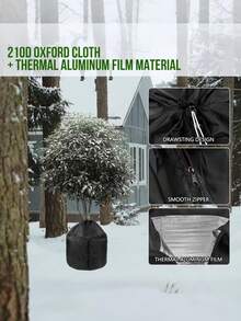 1pc Winter Plant Protection Cover, Plant Insulation Cover With Zipper And Adjustable Drawstring, Durable , Breathable And Water-Absorbent, Reusable. Effectively Protects Against Cold, Frost, Snow, And Pests, Suitable For Palm Roots, Fruit Trees, Shrubs, Outdoor Potted Flowers And Garden Plants, Fits Securely To Pots, Helps Various Plants Safely Overwinter And Protects Roots In Cold Outdoor Weather - A - View 6