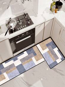 1 Pc Color Block Splicing Pattern Kitchen Mat, 3.5mm Soft Rubber That Is Easy To Clean. Suitable For Corridors, Bathrooms, Living Rooms, Outdoor Door Mats, And Toilets. Useable Throughout The Year And For Various Holidays. - Multicolor - View 7