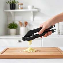 Stainless Steel 430 Garlic Press 18.5x5cm, Manual Garlic Crusher With Long Ergonomic Handle, Professional Kitchen Tool For Mincing Garlic In Seconds - Black - View 4