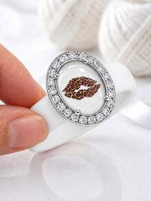 1 Buah Cincin Silikon Wanita Bertema Musik, Cincin Silikon Motif Bibir Leopard dengan Hiasan Berlian Imitasi Oval, Gaya Y2K yang Dipersonalisasi, Cocok untuk Pesta, Kencan, dan Pemakaian Sehari-hari, Alternatif Sempurna untuk Cincin Logam - cincin silikon - View 2