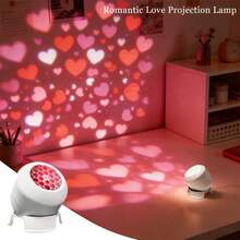 1 chiếc đèn chiếu hình trái tim đỏ cho ngày Valentine và Giáng Sinh, đèn ngủ LED Valentine với đế xoay điều chỉnh góc, phù hợp trang trí tiệc, đám cưới và trang trí trong nhà, phòng ngủ dịp Giáng Sinh - USB - Xem 1