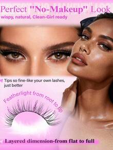 YIDUO Wispy Lash Clusters 8-16mm DIY 嫁接睫毛，自然假睫毛，混長尖翹豐盈款，貓眼與狐狸眼效果，輕盈單簇睫毛，適合 Clean Girl 妝容、日常配戴、約會之夜、派對、萬聖節與聖誕節 - CC - 查看 3
