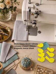 7pcs Orange Sewing Machine Hemming Tool Set, Sewing Hemming Auxiliary Tools, Cuff Waist Collar Sewing Machine Accessories Hemming Feet, Hemming Connection Tools, Hemming Fixing Tools, Hemming Stretching Tools - A - View 7
