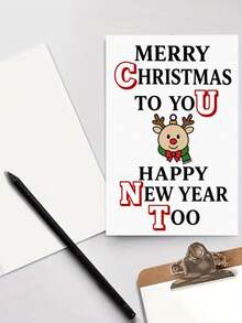 1pc Funny Christmas Card, For Friends, Adults, Rude Humor - "Merry Christmas, Happy New Year" - Christmas Greeting Card, Friends, Rude Humor Gift Creative Card With Envelope - A6 - View 4