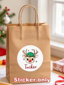 Personalized Christmas Reindeer Name Stickers, Customized Name Round Gift Labels With Cute Red Bow, Reindeer Christmas Stickers, Holiday Gift Labels, Gift Packaging Seal Stickers, Christmas Party Favor Stickers, Envelope Seal Stickers, Customized Holiday Decorations - Multicolor (Snowman Face) - View 4