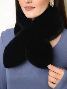 1pc Thick Warm Neck Scarf, Faux Rabbit Fur Material - Multi-Functional Neck Protection Plush Scarf, Suitable For Men And Women - Multicolor - View 3