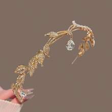 Halloween Cosplay Party | Women's Soft Elf Ear Headband | Magical Forest Floral Headpiece | Christmas Party Queen Crown - Gold - View 1