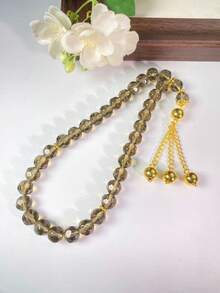 1pc 33pcs Multicolor Faceted Faux Crystal Tasbih Prayer Beads With Gold Chain, Bell And Tassel, Muslim Prayer Beads - Multicolor - View 14