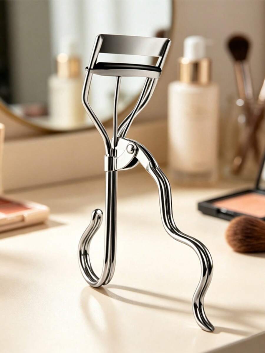 1pc Carbon Steel Eyelash Curler, Professional Makeup Tool, Natural Eyelash Curler, Portable Wide-Angle Partial Makeup Curler - Multicolor - View 1