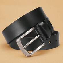 Men's Belt, Casual Business Buckle, Alloy Buckle, Suitable For Jeans, Ideal Gift For Father And Husband, Average Size - Black - View 4