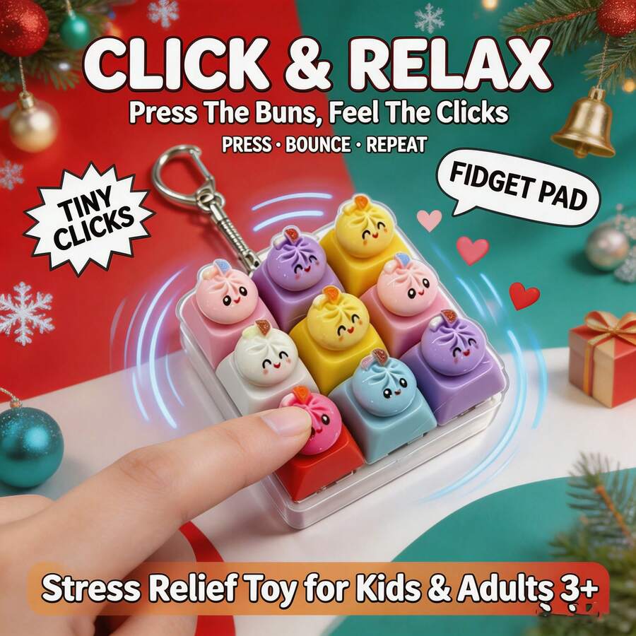 1 buah Keycap Clicker Fidget Dumpling, Gantungan Pereda Stres 9-Grid, Gantungan Tas untuk Anak Perempuan, Hadiah Halloween Natal untuk Tas Bingkisan