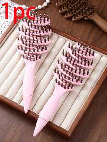 1pc Minimalist Solid Plastic Hair Comb Set, Curved Wide Tooth Comb & Replaceable Bristle Paddle Brush With Detachable Pointed Tail, For Hair Detangling, Sectioning & Styling, Suitable For Bathroom, Hair Salon, Daily Home Hair Grooming - Multicolor - View 11