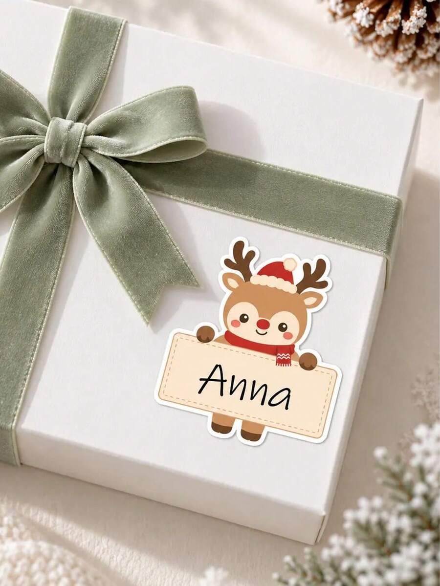 1-100Pcs Personalized Custom Christmas Stickers, Holiday Alphabet Labels, DIY Gift Wrapping Decor, Scrapbook Embellishments, Party Decoration Supplies, Present Packaging Labels, Holiday Craft Accessories - Multicolor - View 1