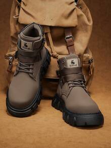 Men's New Design High-Top Boots, Autumn/Winter Tall Boots, Motorcycle Boots, British Fashion Boots, Work Boots - Brown - View 2