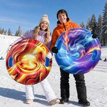 1pc Inflatable Flame Ski Tube PVC Material Snow Sled With Handles, Suitable For Ski Slope Sliding, Winter Outdoor Leisure Sports, Christmas Gift - Flame Ski Tube - View 4