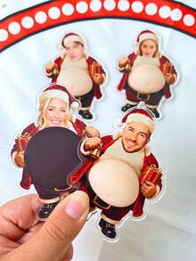 1/3/5Pcs Custom Photo Santa Fridge Magnet, Personalized Face Belly Acrylic Refrigerator Magnet, Customized Portrait Xmas Home Kitchen Decoration, Novelty Christmas Gift For Family, Friends, Holiday Souvenir, Unique Custom Photo Keepsake Gift - Multicolor - View 11