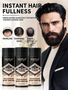 Goiple 3pcs Hair Fiber, Instantly Fill Hairline And Thin Hair, Create Fuller And Thicker Effect, Immediate Coverage For Bald Spots, Unisex Hair Fiber, Natural Hair Powder To Conceal Hair Loss (27.5g) - Multicolor - View 1