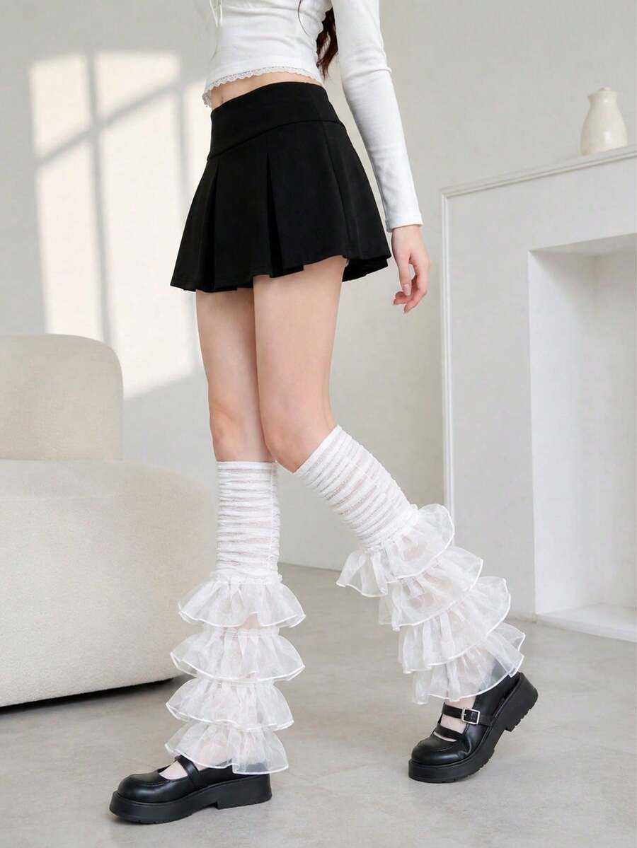 Penghangat Kaki Wanita Putih Transparan Berumbai, Lengan Kaki Jala Tulle Berlapis-lapis, Penutup Kaki Renda Transparan Berlipit, Gaya Fairy Lolita, Cocok Untuk Pemakaian Sehari-hari, Cosplay, Pesta - Beraneka warna - View 1