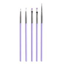 5pcs/7pcs Nail Art Brush, Paint Pen Thread Pen Gradient Smudging Pen Nail Pen Set, Nail Art Home Salon Nail Design Tool (Purple,Black) - Multicolor - View 7