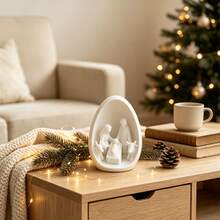 1pc Egg-Shaped Nativity Scene Figurine, Holy Family Christmas Tabletop Decor, Holiday Home Ornament, Unique Christmas Gift Suitable For Shelf And Fireplace Display - A - View 6