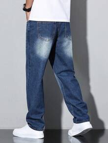 Tween Boys Elastic Waist Straight Leg Casual Denim Jeans With Pockets, All Season - Medium Wash - View 6