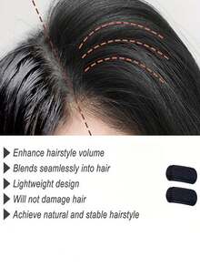 4pcs Brown/Black Invisible Hair Extension Clip Set, Hair Volume Pad, Women's Gift - Multicolor - View 3