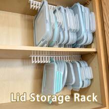 1PC Lid Storage Rack, Multi-Slot Lid Hanging Rack Under Cabinet, Kitchen Organizer Shelf, Under Sink Organizer, 5 Hooks/10 Hooks Optional, Space-Saving Wall-Mounted Kitchen Storage Rack, Sturdy Container Lid Holder With Installation Hardware - Multiple Styles - View 8