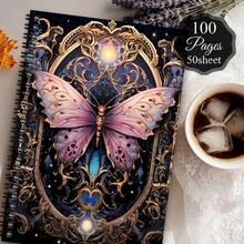 1pc Aesthetic Flower Sketchbook, Vintage Moth Butterfly Journal - Mystical Botanical Insect Spiral Notebook, Floral Office Planner Learning Notepad, Gift For Mother Sister - One Book (50 Pages, 100 Pages) - View 4