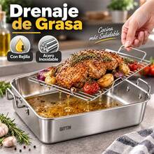 Stainless Steel Roasting Pan With Removable Rack And Double Handles, Oven Baking Tray For Meat And Vegetables, Durable Cookware, Available In Two Sizes - Stainless Steel - View 6