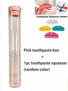 2pcs Set (1 Toothbrush Holder + 1 Random Color Toothpaste Squeezer Holder), Portable Transparent Toothbrush Box, Breathable Body, Prevents Toothbrush From Getting Dirty, Compact Size Saves Space, Suitable For Business Trips And Travel - Multicolor - View 8