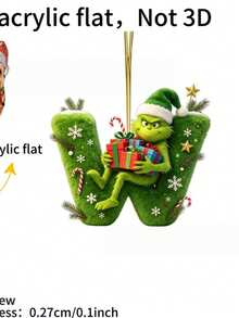 The Grinch 30PCS Flat Green Monster Letter Christmas Tree Decorations Hanging Ornaments Crafts - Multicolor - View 31