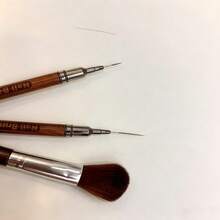 Sandalwood Nail Liner Pens & Fluffy Blush Brush Combo, Multi-Use Beauty Tools For Manicure & Face Makeup - Multicolor - View 3