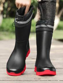 Lightweight Outdoor Tall Rain Boots, Sealed Water-Resistant, Non-Slip Wear-Resistant Sole, Fishing / Farming / Construction Site Commuting Rain Shoes .39-45 - Black Red YX2000-2 - View 3