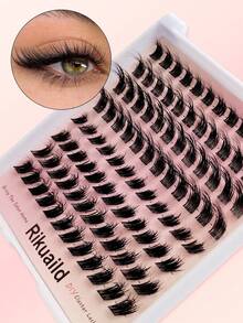 Rikuaild 96 Pcs Wet Lashes,Fox Eye Lashes,Natural Makeup Effect, Reusable,Create A Light, Elegant And Looming Spike Effect,For Beginners Easy To Use Salon-Quality Long-Lasting False Eyelash Extensions - D - View 1