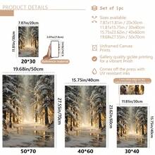 1件裝 雪林畫布壁飾 金色冬季森林小徑氛圍油畫風景印畫 聖誕老人 Yuletide 聖誕節 畫布牆面裝飾 熱門冬季農舍風畫布海報 適合現代居家裝飾 房間 客廳 浴室 廚房 家居裝飾 - H - 查看 3