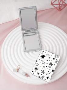 1PC Millennium Y2K Series Portable Folding Makeup Mirror, Lightweight Ultra-Thin Convenient Durable PU Leather, Suitable For Various Occasions Travel Party Work School, Suitable For All Ages - Multicolor - View 2