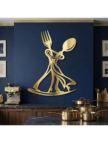 Dancing Fork & Spoon Metal Wall Art, Kitchen Metal Wall Decor, Restaurant Sign, Modern Minimalist Home Decor, Housewarming Gift Iron Art Decoration - A - View 5