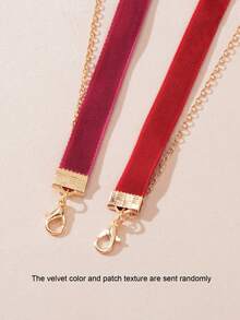 1pc Vintage Gold Chain Heart Pendant Necklace, Graduation Gift, Party Jewelry - Red - View 5