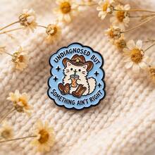 Cute Cartoon Cat Enamel Pin, "Something Ain't Right" Slogan Brooch, Cowboy Style Decor Badge For Backpack Jacket Hat, Lovely Gift For Cat Lovers - Multicolor - View 7