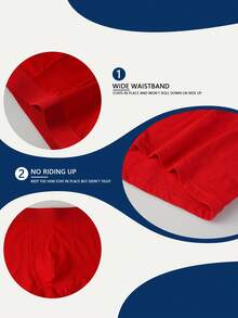 Norcotton Men's Red Boxer Briefs, Letter Print Wide Waistband, Pure Cotton 3D Pouch, Single Pack - Red - View 5