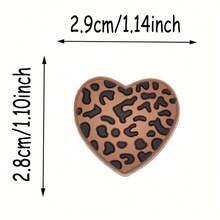 10pcs, Plastic, Brown Leopard Print Heart-Shaped Focal Beads, Loose Spacing Decoration, Suitable For Diy Production, No Pen - Multicolor - View 4