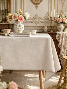 1pc French Minimalist Beige Tablecloth, Crisp And Flat, Wrinkle-Resistant, Suitable For Home Daily Use, Holiday Gatherings, Parties And Restaurant Display - Beige - View 3