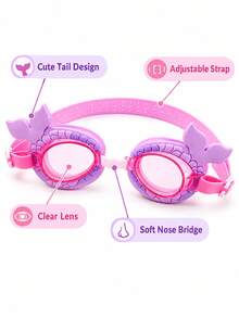 Set Perlengkapan Renang Kartun Anak 2 Buah (Kacamata Renang + Topi Renang) – Kacamata Renang Definisi Tinggi; Cocok Untuk Latihan Renang, Liburan Pantai, Dan Hadiah Untuk Anak-Anak - Mauve Purple - View 2