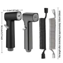 Handheld Bidet Sprayer + Hose Set, 59 Inch Retractable Flexible Spring Hose High Pressure Toilet Sprayer, Multi-Function Bathroom Handheld Sprayer, Suitable For Toilet Cleaning, Pet Bathing, Floor Cleaning - 2pcs/set - View 8