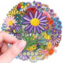 56pcs Fresh Daisy Floral Doodle PET Stickers, Suitable For Decorating Stationery, Gift Packaging, Patterned Envelope Seals, Self-Adhesive Labels, Planner And Creative Projects - one-size - View 9